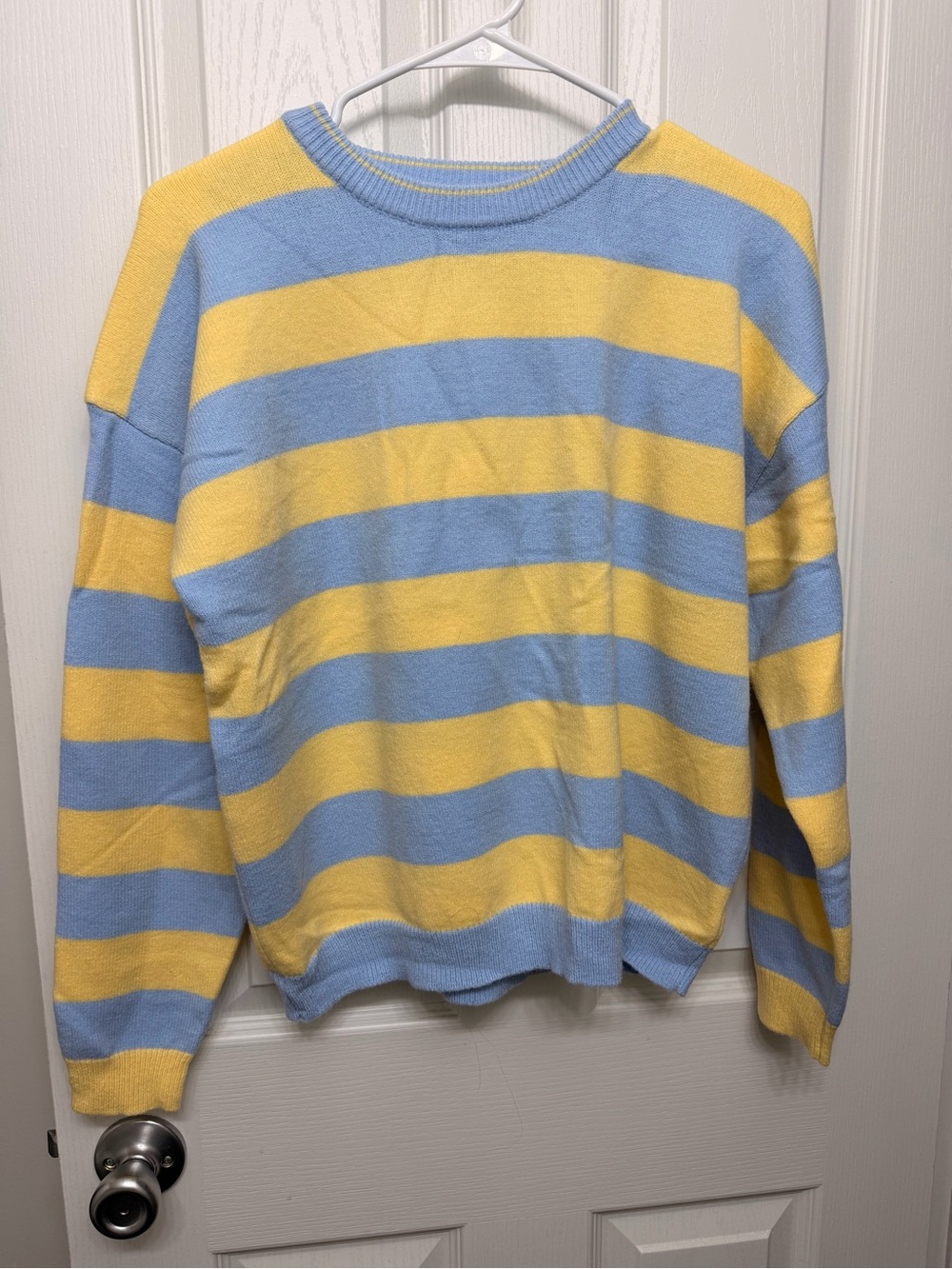 Vici Blue and Yellow Striped Crewneck Sweater - S